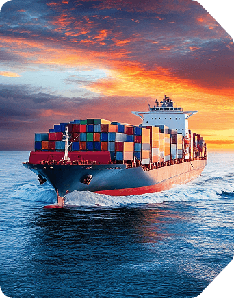 Global container carrier navigating open ocean trade waters