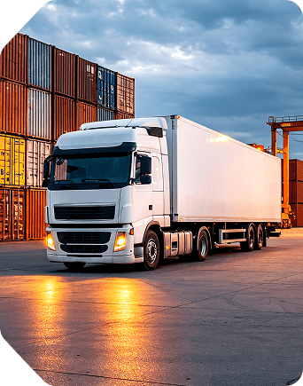 Modern commercial highway transportation freight truck