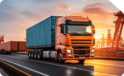 Heavy transport truck moving freight containers