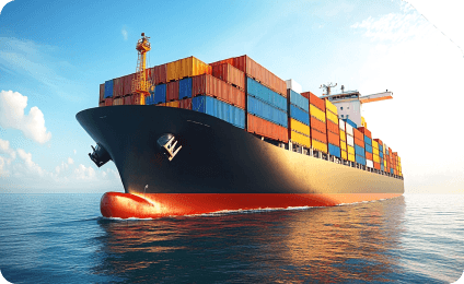 Intermodal maritime container ship at ocean transit